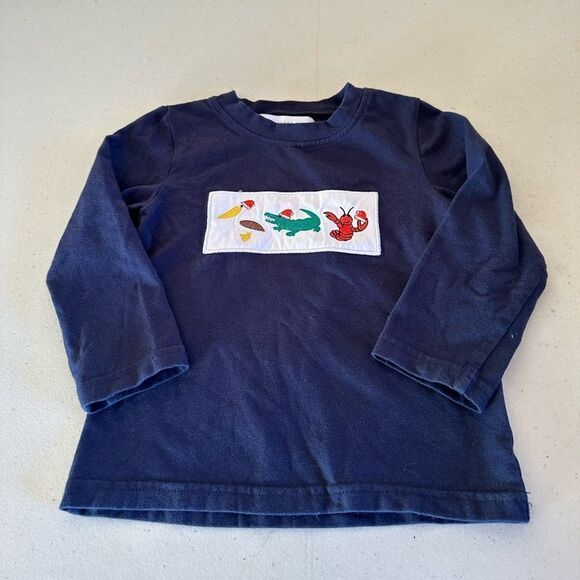 Initially Geaux Navy Kids Shirt with Embroidered Design - Picture 1 of 5